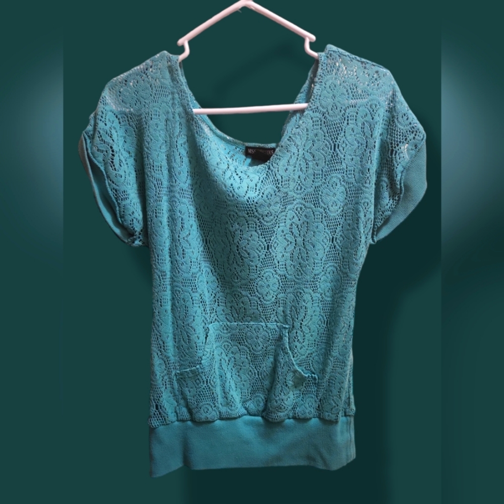 Women's green see-through blouse - size M